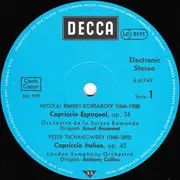 LP - Nikolai Rimsky-Korsakov , Pyotr Ilyich Tchaikovsky / L'Orchestre De La Suisse Romande , Ernest Anse - Capriccio Espagnol • Capriccio Italien • Francesca Da Rimini