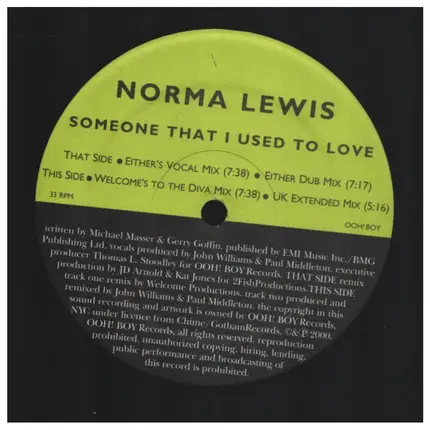 Norma Lewis - Someone That I Used To Love (US Promo)