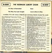 7inch Vinyl Single - Norman Luboff Choir - It's Easy To Remember - EP