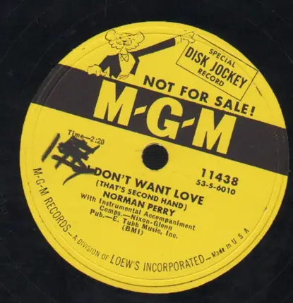 Norman Perry - I Don't Want Love / I Feel Like Crying