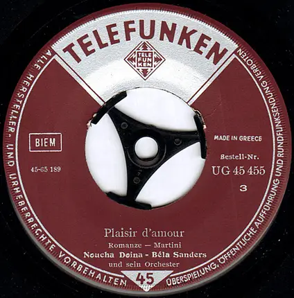 Noucha Doina - Orchester Béla Sanders - Toselli-Serenade / Plaisir D' Amour