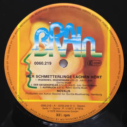 Novalis - Wer Schmetterlinge Lachen Hört