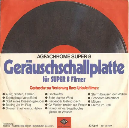 Sound Effects - Geräuscheschallplatte Für Super 8 Filmer - Geräusche Zur Vertonung Ihres Urlaubfilmes