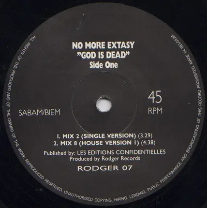 No More Ecstasy - God Is Dead
