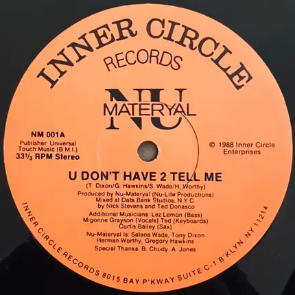 Nu Materyal - U Don't Have 2 Tell Me
