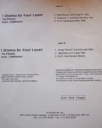 Nu Phonic Featuring Charvoni - I Wanna Be Your Lover (Remixes)