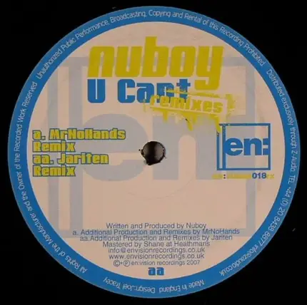 Nu Boy - U Cant (Remixes)