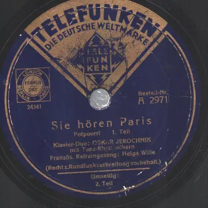 Oskar Jerochnik Mit Seinen Rhythmikern - Sie Hören Paris