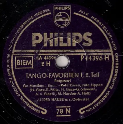 Orchester Alfred Hause - Tango-Favoriten I