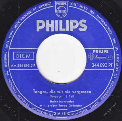 Orchester Heinz Munsonius - Tangos, Die Wir Nie Vergessen