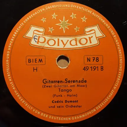 Orchestra Cedric Dumont - Sarie Marei / Gitarren-Serenade