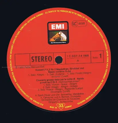 Orchestre De Chambre De Toulouse , Louis Auriacombe / Tomaso Albinoni • Arcangelo Corelli • Johann - Adagio • Weihnachtskonzert • Kanon U.A.