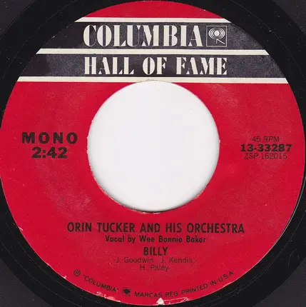 Orrin Tucker And His Orchestra - Oh Johnny, Oh Johnny, Oh / Billy