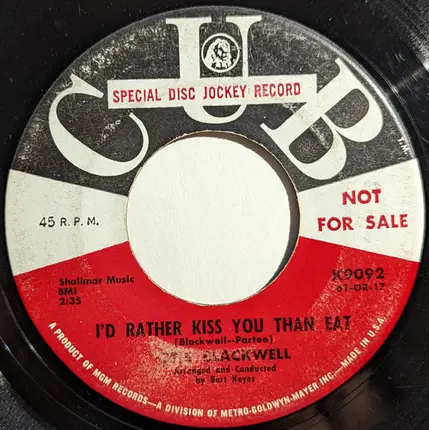 Otis Blackwell - I'd Rather Kiss You Than Eat / Jeannie's Wedding
