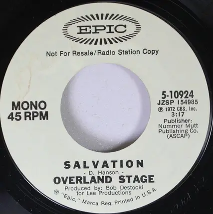 Overland Stage - Salvation / To The Park