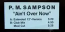 12inch Vinyl Single - P.M. Sampson - Ain't Over Now