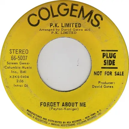 P.K. Limited - Forget About Me