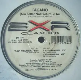 PAGANO - (You Better Not) Return To Me
