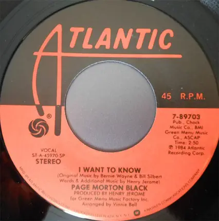 Page Morton Black - Baby Don't Leave Me
