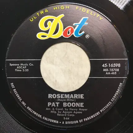 Pat Boone - I Understand (Just How You Feel) / Rosemarie