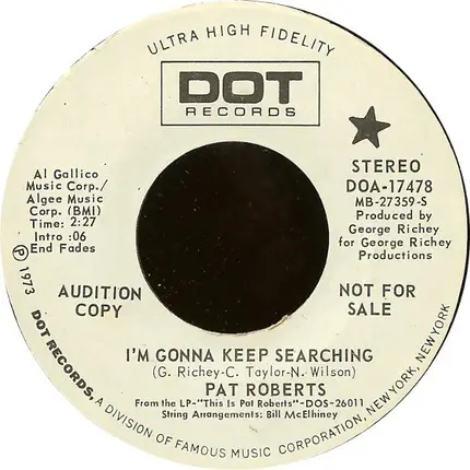 Pat Roberts - I'm Gonna Keep Searching