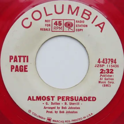 Patti Page - Almost Persuaded