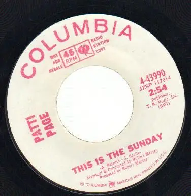 Patti Page - Wish Me A Rainbow / This Is The Sunday