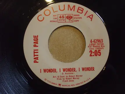Patti Page - I Adore You / I Wonder, I Wonder, I Wonder