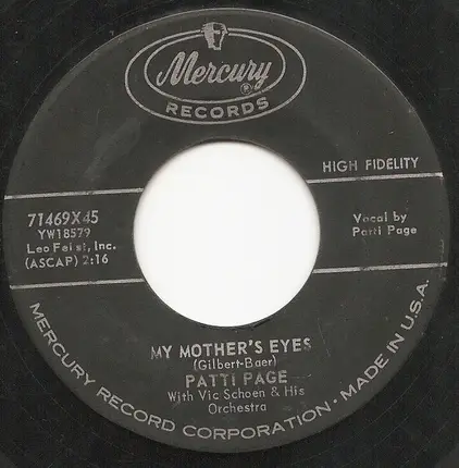 Patti Page - With My Eyes Wide Open I'm Dreaming / My Mother's Eyes