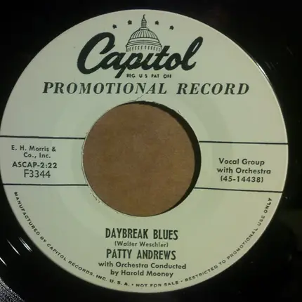 Patty Andrews - Daybreak Blues / I Never Will Marry