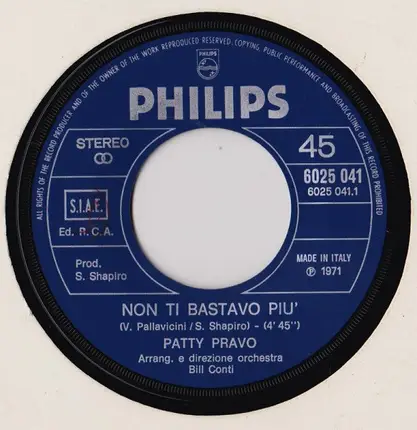 Patty Pravo - Non Ti Bastavo Più