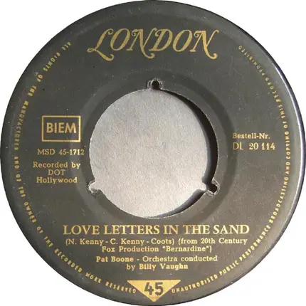 Pat Boone Orchestra / Billy Baughn - Love Letters In The Sand