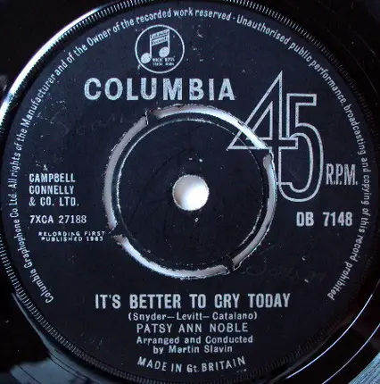 Patsy Ann Noble - It's Better To Cry Today