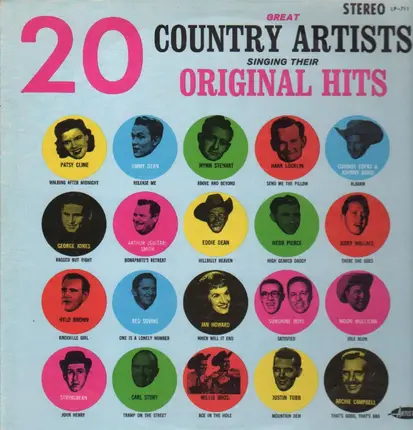 Patsy Cline, Wynn Stewart, Eddie Dean, etc - 20 Country Artists Singing Their Original Hits