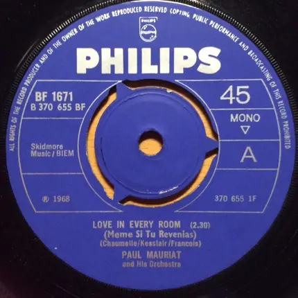 Paul Mauriat And His Orchestra - Love In Every Room (Meme Si Tu Revenias)