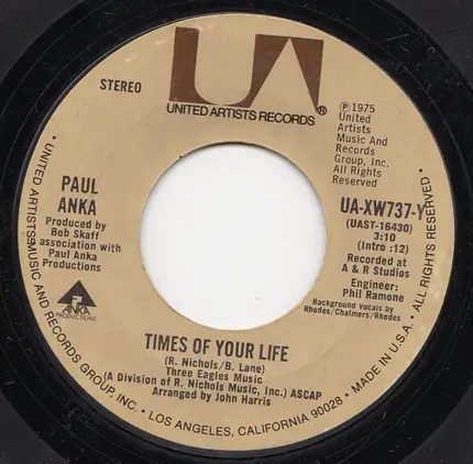 Paul Anka - Times of Your Life