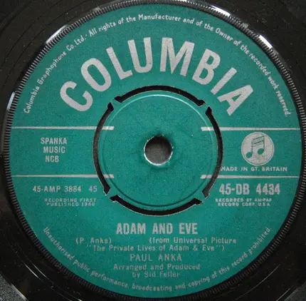 Paul Anka - Puppy Love / Adam And Eve