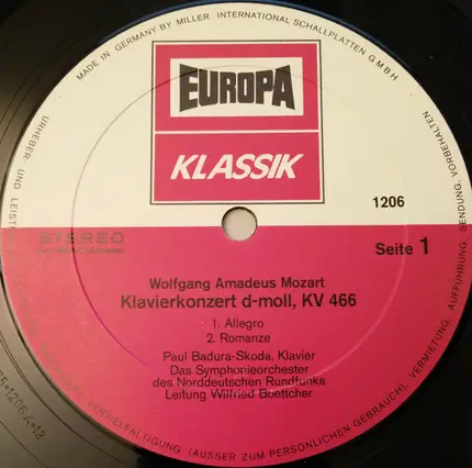 Paul Badura-Skoda , Wolfgang Amadeus Mozart - Klavierkonzert D-moll, KV 466