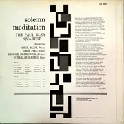 LP - Paul Bley Quartet - Solemn Meditation - + Insert