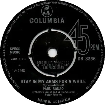 Paul Bonao - Stay In My Arms For A While