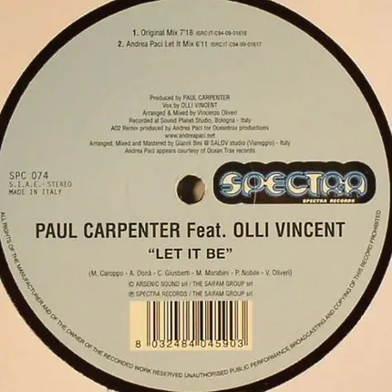 Paul Carpenter Feat. Olli Vincent / Frederick - Let It Be / Fat Loss