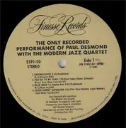 LP - Paul Desmond With The Modern Jazz Quartet - The Only Recorded Performance Of Paul Desmond With The Modern Jazz Quartet - Textured + Insert