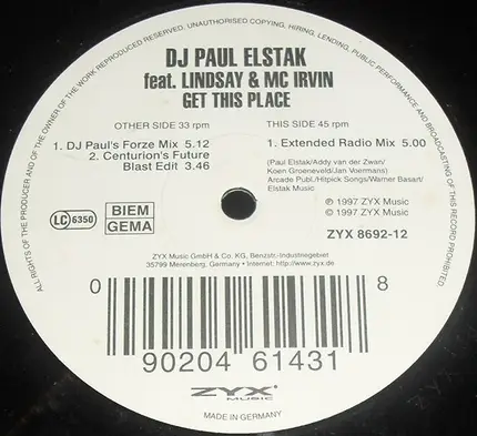 Paul Elstak Feat. Lindsay & MC Irvin - Get This Place
