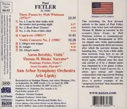 CD - Paul Fetler - Aaron Berofsky • Thomas H. Blaske • Ann Arbor Symphony Orchestra • Arie Lipsky - Violin Concerto No. 2 • Capriccio • Three Poems By Walt Whitman