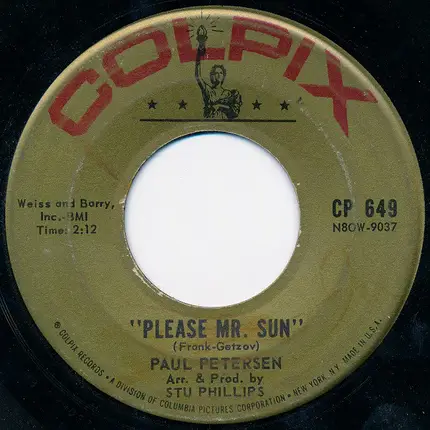 Paul Petersen - Lollipops And Roses / Please Mr. Sun