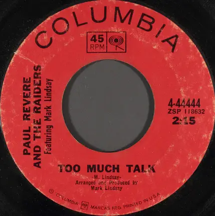 Paul Revere & The Raiders Featuring Mark Lindsay - Too Much Talk