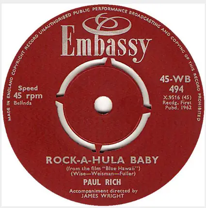 Paul Rich - Rock-A-Hula Baby / Walk On By