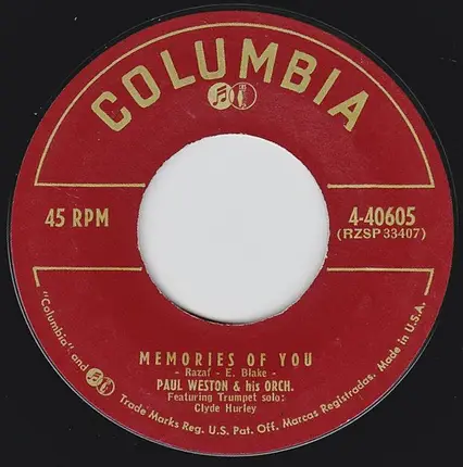 Paul Weston And His Orchestra - The Naked Sea/Memories Of You