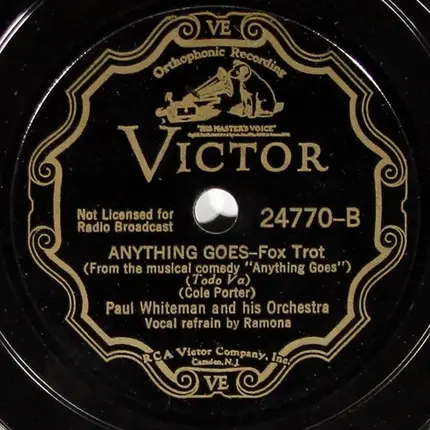 Paul Whiteman And His Orchestra - All Through The Night / Anything Goes