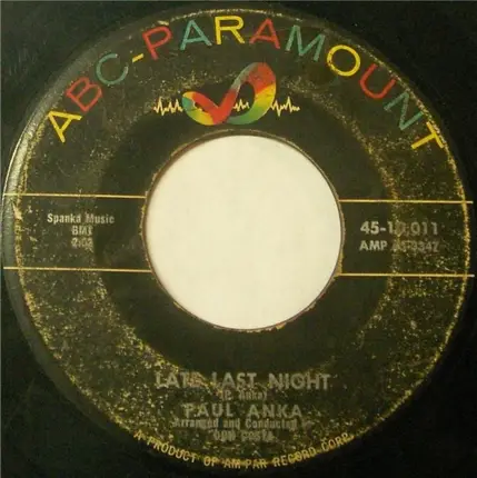 Paul Anka - I Miss You So / Late Last Night